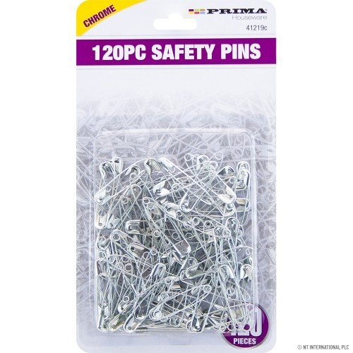 120 silver safety pins - silver,
