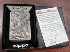 Zippo ARMOR Lighter 80th Anniversary SEASONS GREETINGS FESTIVE Design NEW RARE