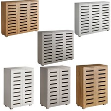 Oslo 2 & 3 Door Wooden Shoe Storage Cabinet Rack Stand Cupboard Slatted Doors