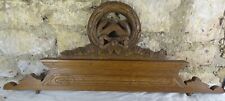 32"  Antique French Hand Carved Wood Solid Chesnut Pediment - Crown