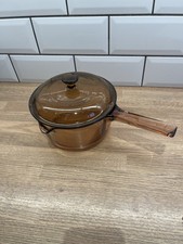 Vintage Corning Vision 1.5L Brown Pyrex Glass Saucepan with Lid Small