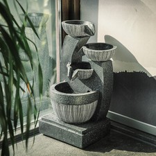 Garden Water Feature Fountain LED Lights Statues Indoor/ Outdoor Cascading Decor