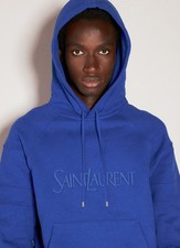 Saint Laurent Logo Embroidery Hoodie in Blue Cotton - Medium - BNWT, £945