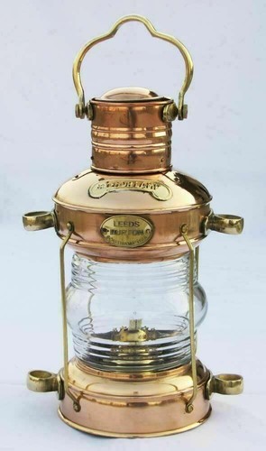 Brass copper anchor oil lamp - copper,