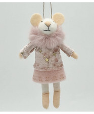 Mrs Mouse Pink Ornament Felt Figurine Christmas By Kalid Christmas, decoration
