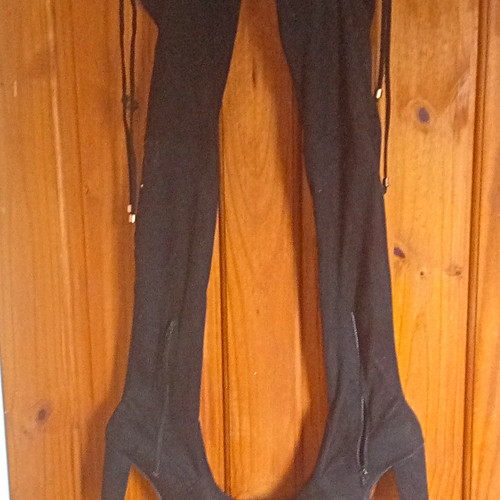 Ladies black faux suede - ladies, thigh