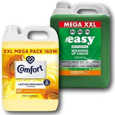 Comfort Sunshiny Fabric Conditioner 160w & Easy Washing Up Liquid 5L Cleaning Bu