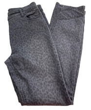 OLSEN JEANS TROUSERS 28 W 30 L GREY Leopard Stretchy Skinny Mid Rise Casual