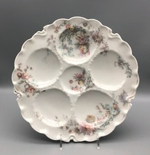 Antique Haviland China Limoges France Peony Flowers Porcelain Oyster Plate