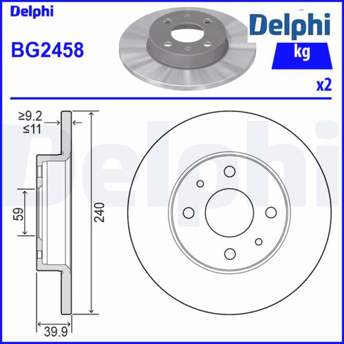 Brake disc delphi bg2458 - brake,