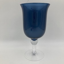 Large blue glass hurricane - large,