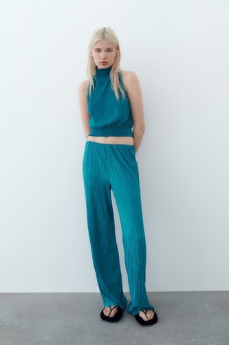 Zara finely pleated palazzo - finely,