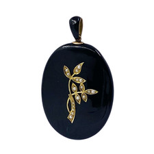 Large Antique Victorian 15ct Gold Onyx & Pearl Locket