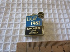 ULSTER GRAND PRIX SUPPORTERS CLUB MEMBER 1987 VINTAGE PIN BADGE   (# 84)
