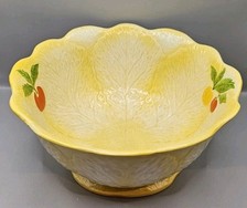 Falcon Ware Yellow Fruit Bowl Leaf Texture Painted Fruits