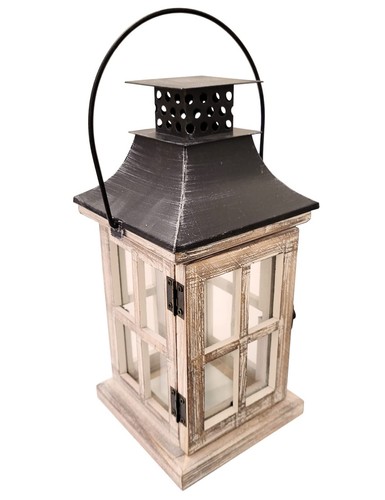 Vintage wooden lantern candle - wooden,