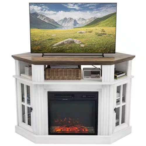 White classic corner tv - white,