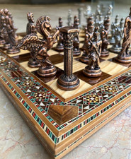 Antique Pegasus Chess Set – Handmade Inlaid Board, X Large Pieces - Gift Idea🎁