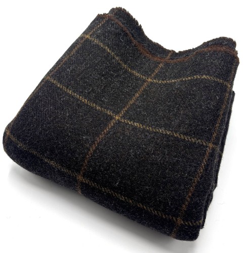 Brown check wool fabric - brown,