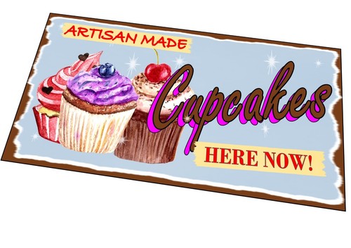 Cupcakes retro sign - , artisan