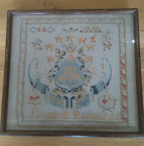 Antique spanish sampler 1885 - spanish,