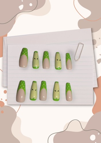 Green apple press nails - green,