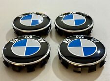 4 BMW 68MM ALLOY WHEEL CENTER CAPS GENUINE BLACK BACKS E F SERIES See the Video