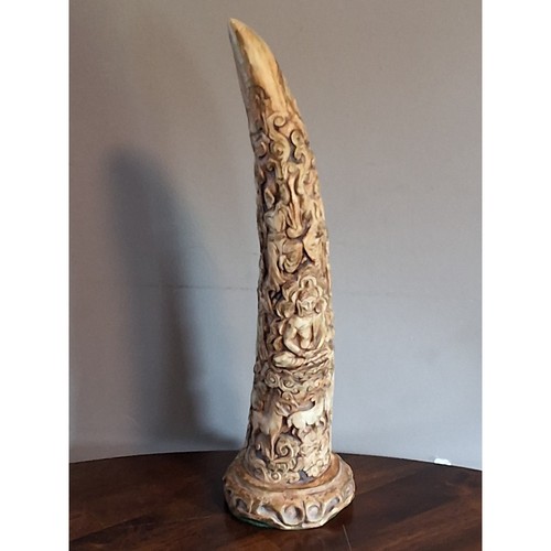 Vintage faux ivory carved tusk - faux,