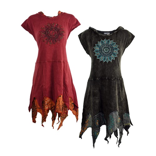 Stonewashed hooded dress pixie - hooded,