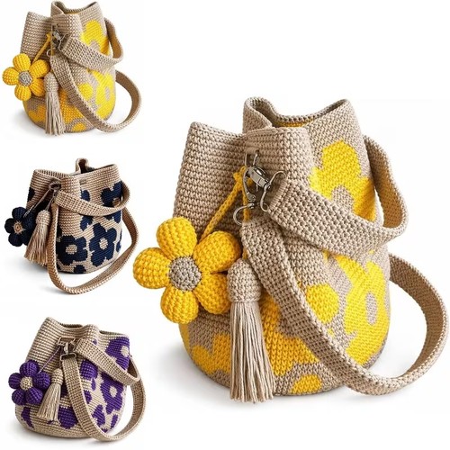Handmade crochet flower tote - handmade,