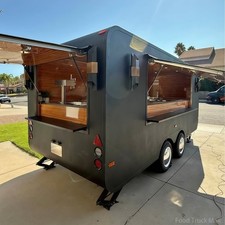 Modern Black Mobile Food Truck Concession Trailer Coffee Ice Cream Van