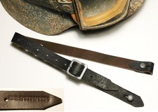 WW2 GERMAN HELMET CHINSTRAP "RBNr. 0/0390/0204" brown leather, steel buckle