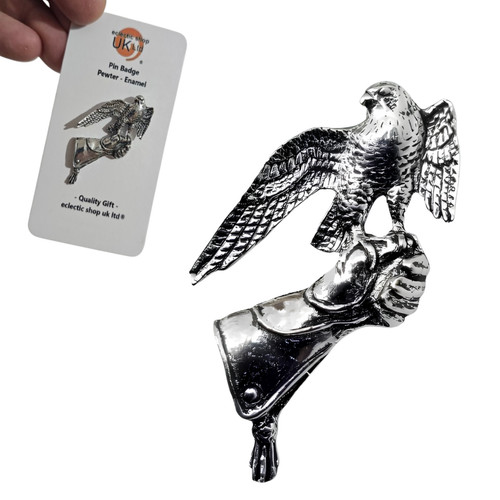 Falcon glove pewter pin - glove,
