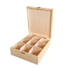 Large Wooden Tea Box with 9