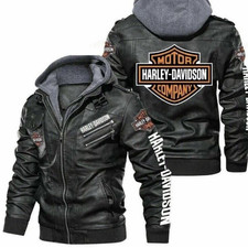 Harley Davidson Men's Black Motorcycle Jacket Real Cowhide Leather Biker Jacket