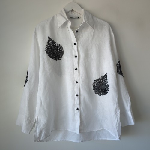 Zara white beaded linen - zara,