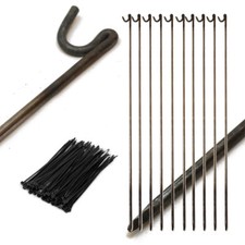 STRONG METAL FENCING ROAD PINS 10mm x 10 STAKES POSTS & 100 CABLE TIES