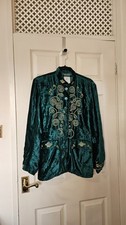 Warehouse Vintage Forest Green Velvet Jacket Size 10 In Excellent Condition