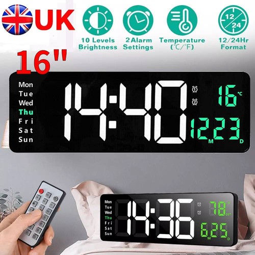Led wall clock digital - 16",