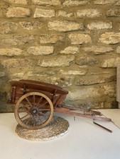 Vintage 19” Large Horse Drawn Hay Cart Two Wheeled Wagon Wooden Model Rare