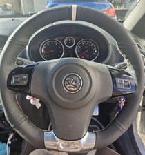 Vauxhall Corsa D VXR 2006-2014 Leather Steering Wheel Cover Self Stitch White