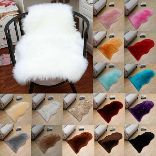 Large faux fur sheepskin rug - faux,