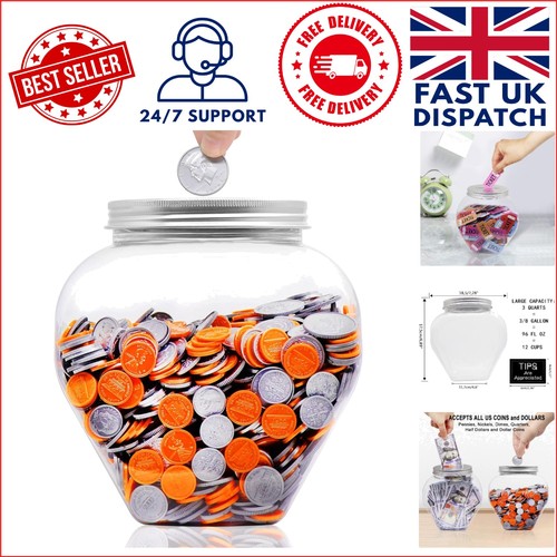 Large clear coin bank jar - clear,