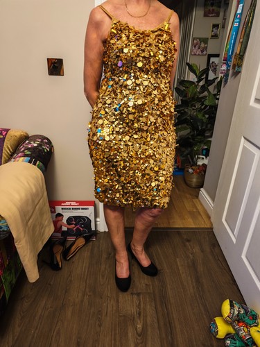 Karen millen gold disc dress - millen,
