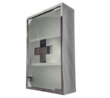 Medicine Cabinet Houseware Stainless Steel Glass Door,Lockable Cupboard with Key