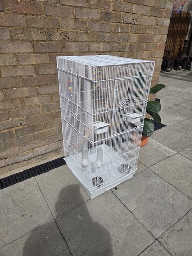 White wire bird - white, cage
