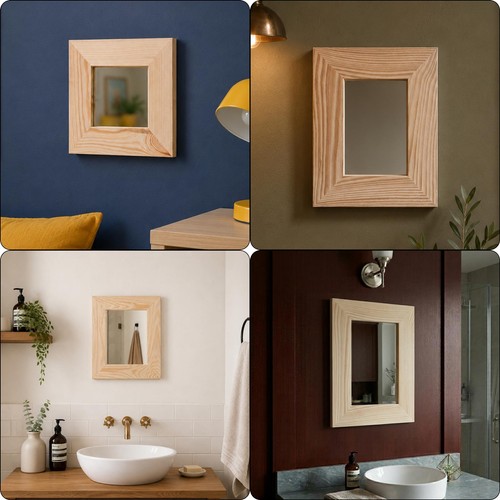 Small wood framed mirror - framed, |
