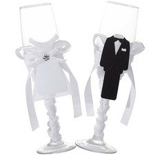  2 Pcs Wedding Reception Decorations Engagement Glasses Bride and Groom