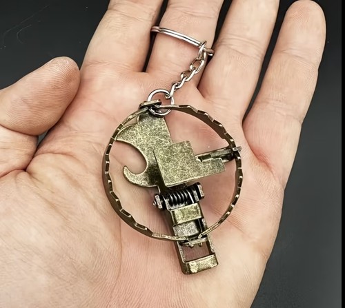 Mini bear trap keychain bronze - bear,