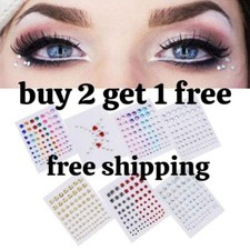 Face Gems Stick on 3D Jewels Festival Body Glitter Crystals Rhinestones Eye UK